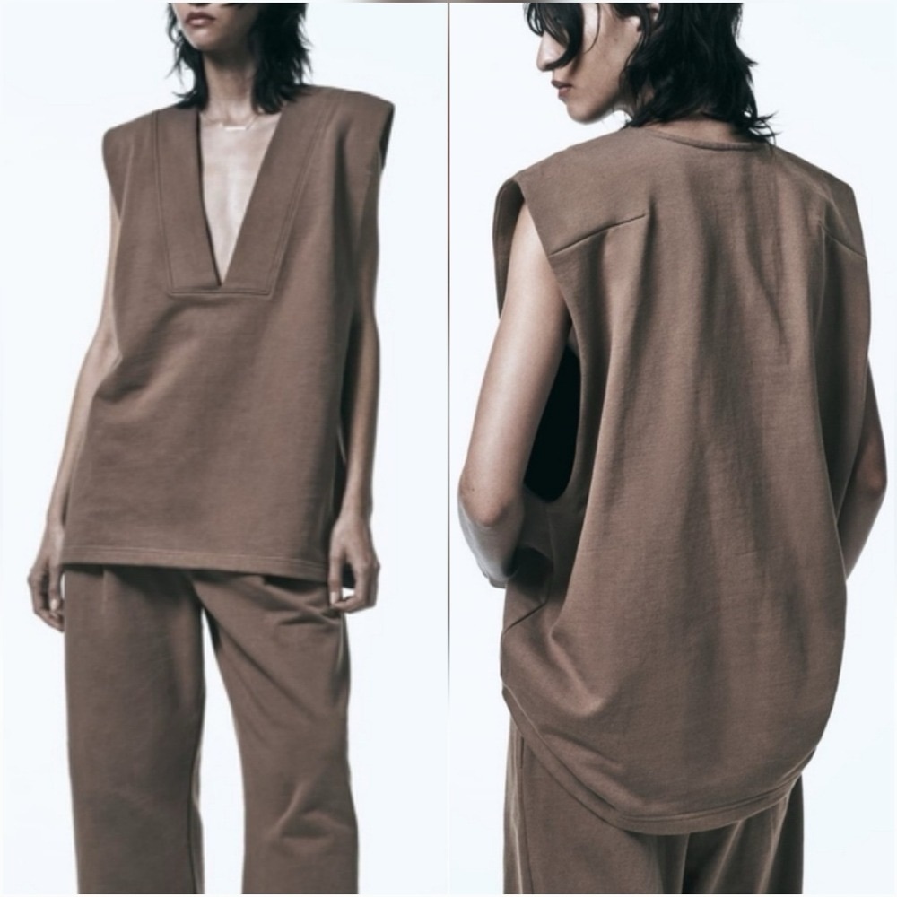 Zara Oversized Plush Ponte V-neck Pullover - Picture 2 of 7